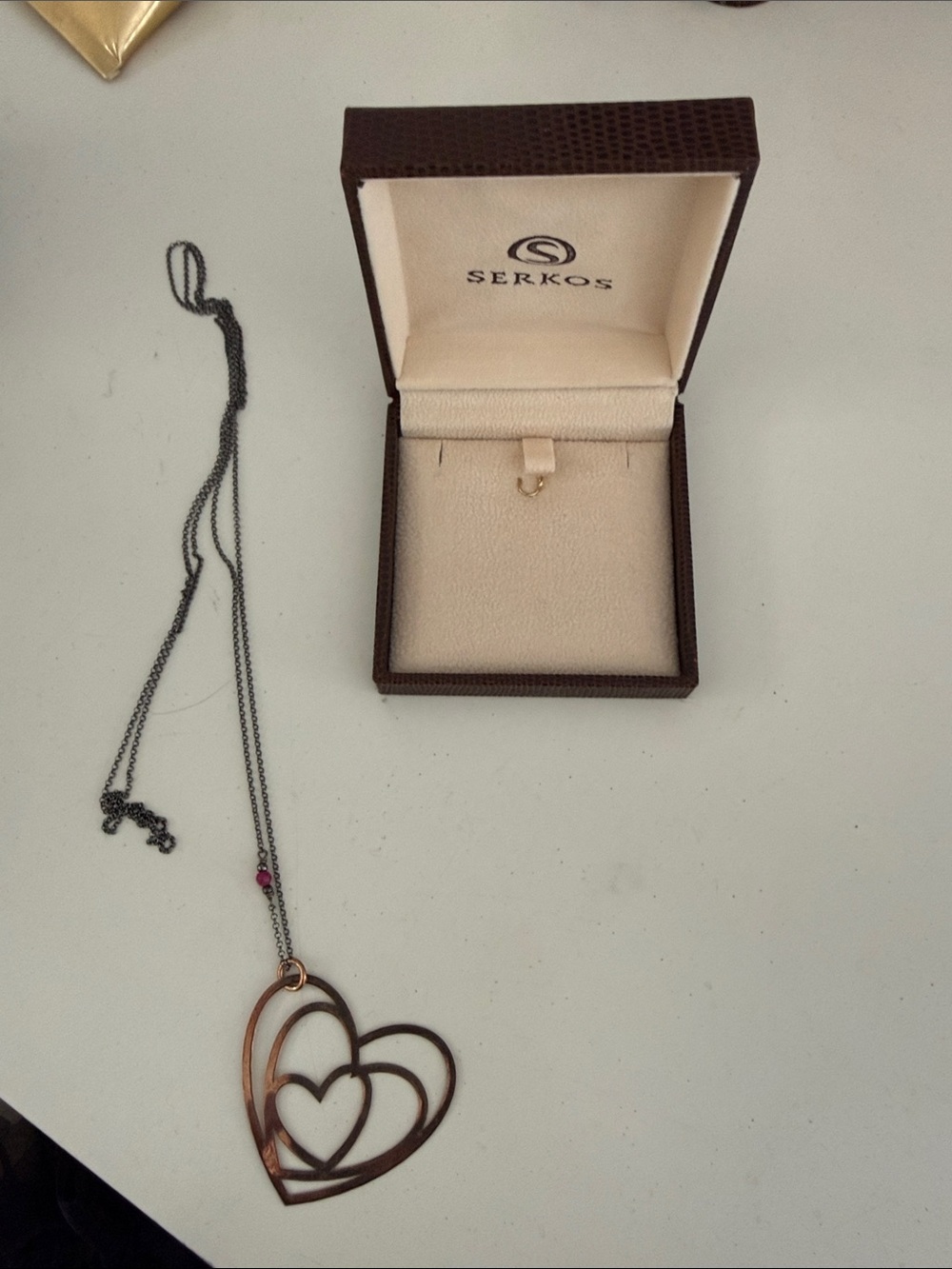 Silver 925 Rose Gold Double Heart Pendant Necklace - Women's Jewelry